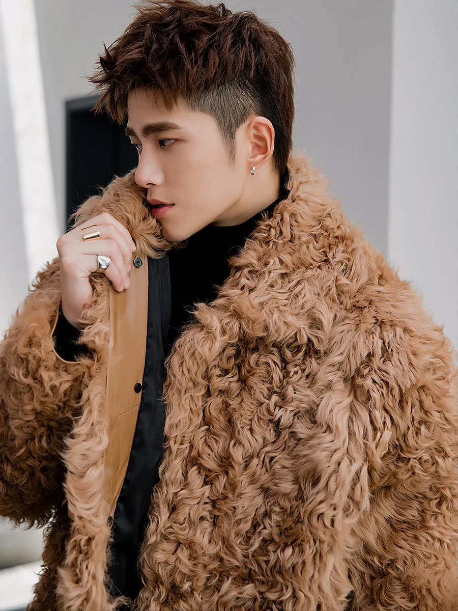 2023 Winter Boollili Real Fur Coat Men Sheep Shearling Jacket Men Wool Fur Coats and Jackets Cuero Genuino