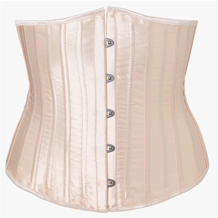 Black Apricot Corset Waist Slimming Cincher 26 Steel Boned Satin Gorset Gothic Corselet Underbust Korse Outwear Sexy Korset Hot