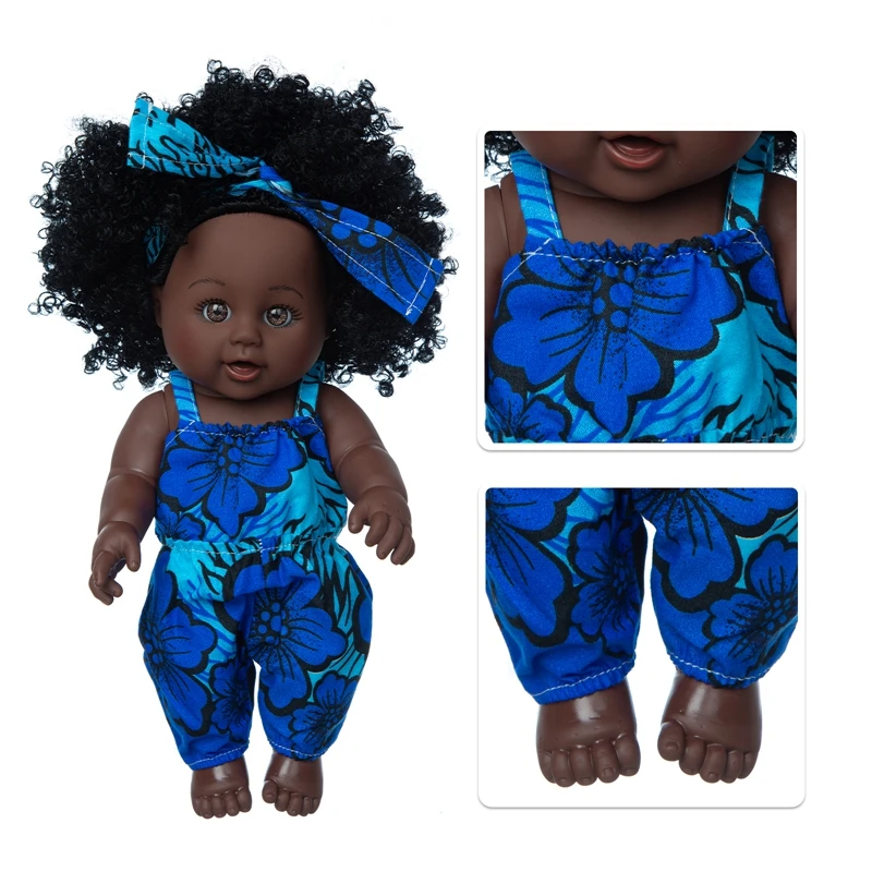 High Quality Suit Baby African Dolls Pop Reborn Silico Bathrobre Vny 30cm Born Poupee Boneca Baby Soft Toy Girl Todder