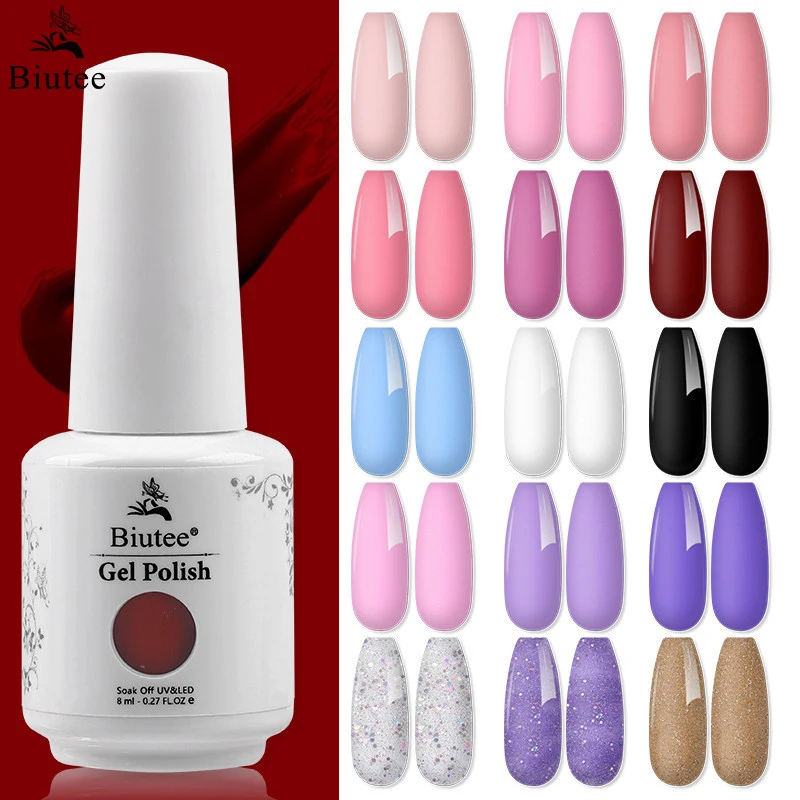Biutee Gel Nail Polish Bling 8ml Soak Off UV LED Gel Nail Gel Polish Matte Effect Top Base Coat Nail Lacquer DIY Nail Art Varnis