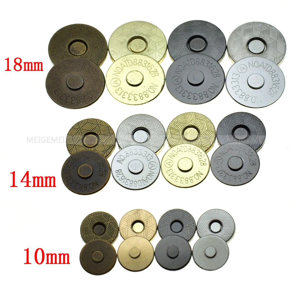 5pcs 10mm 14mm 18mm Thin Magnetic Buttons Bags Magnet Automatic Adsorption Buckle Metal Buttons Snaps Wallet buttons