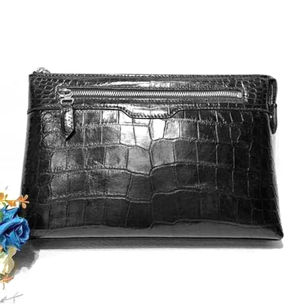 hongsen new crocodile  handbags  true  crocodile  fashion  Hand bag  large capacity men clutch bag crocodile leather men bag