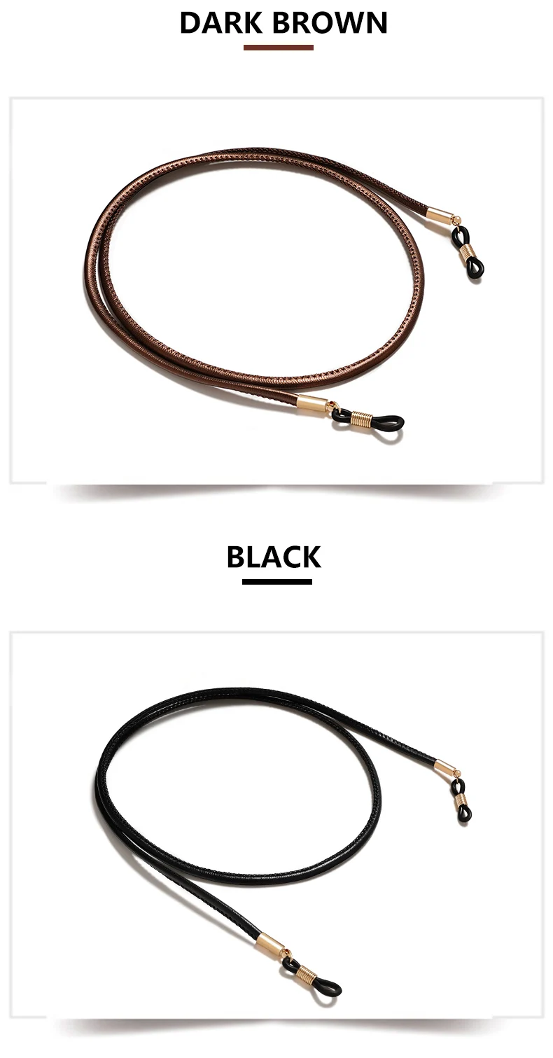 Anti-Rutsch-Premium-PU-Leder String Brille Seil Brille Lanyard dicke Band Kordel halter neue Brillen Kette für Männer Frau – Detail 7