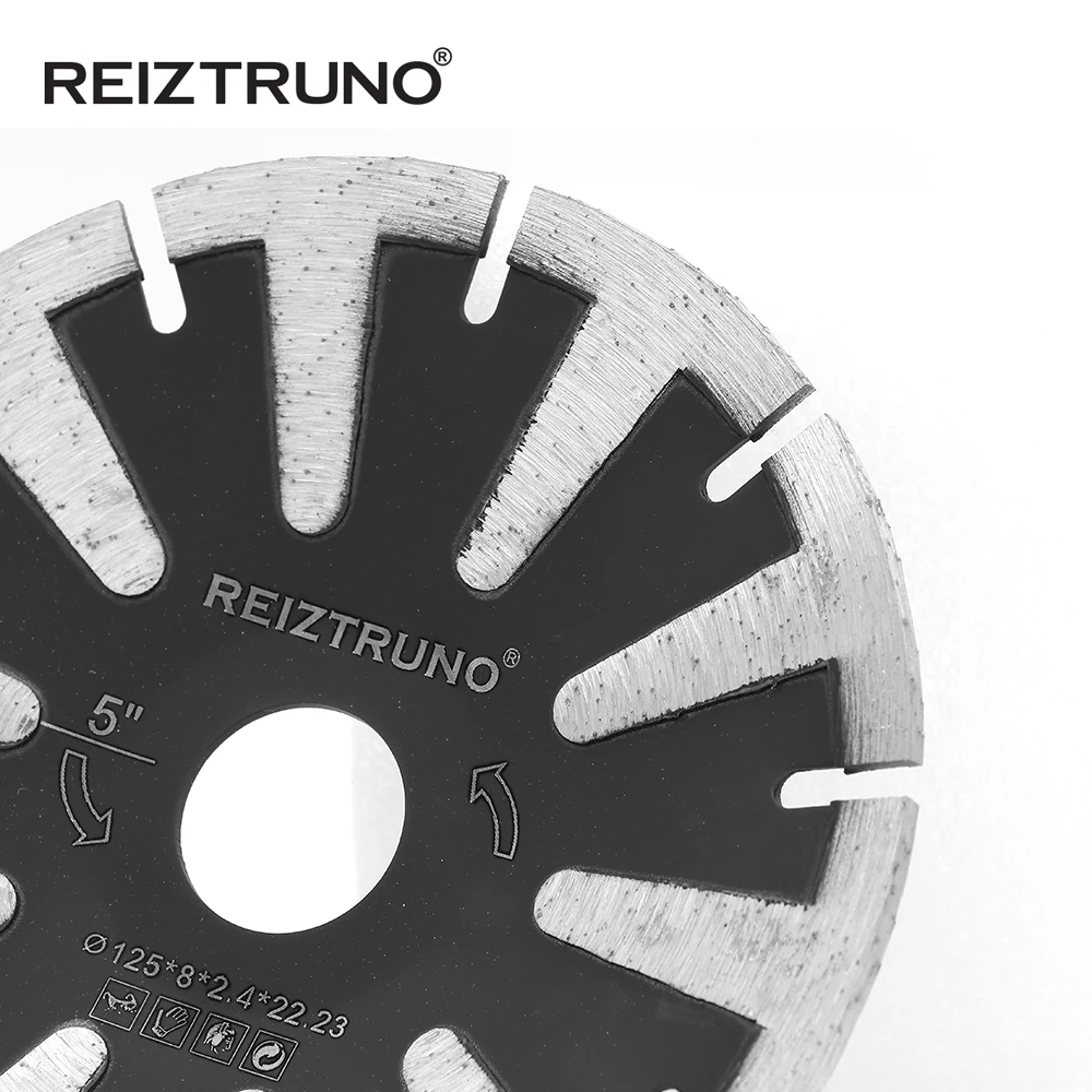 Reiztruno 125 Mm Panas Ditekan T Segmen Kurva Pisau Pemotong CNC Diamond Saw Blade untuk Beton Batu Granit Basah penggunaan Kering