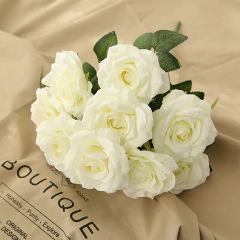 

10pcs Artificial Flowers Roses Wedding Bride Holding Flowers Diy Artificial Flowers For Home Decoration
