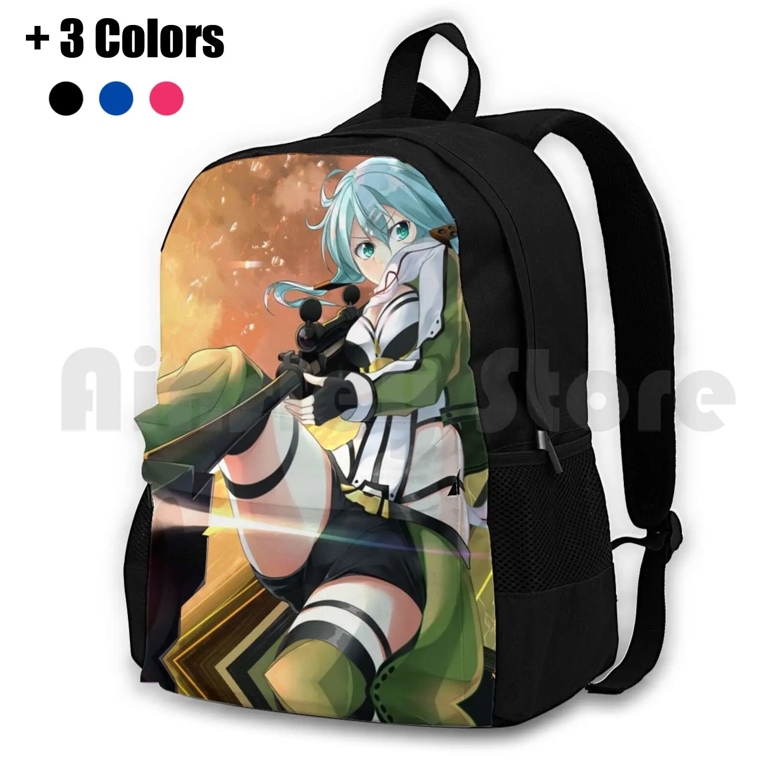 Sinon Rifle Outdoor Hiking Backpack Riding Climbing Sports Bag Sinon Rifle Girls Womens Lady Game Anime Manga Sexy Gun