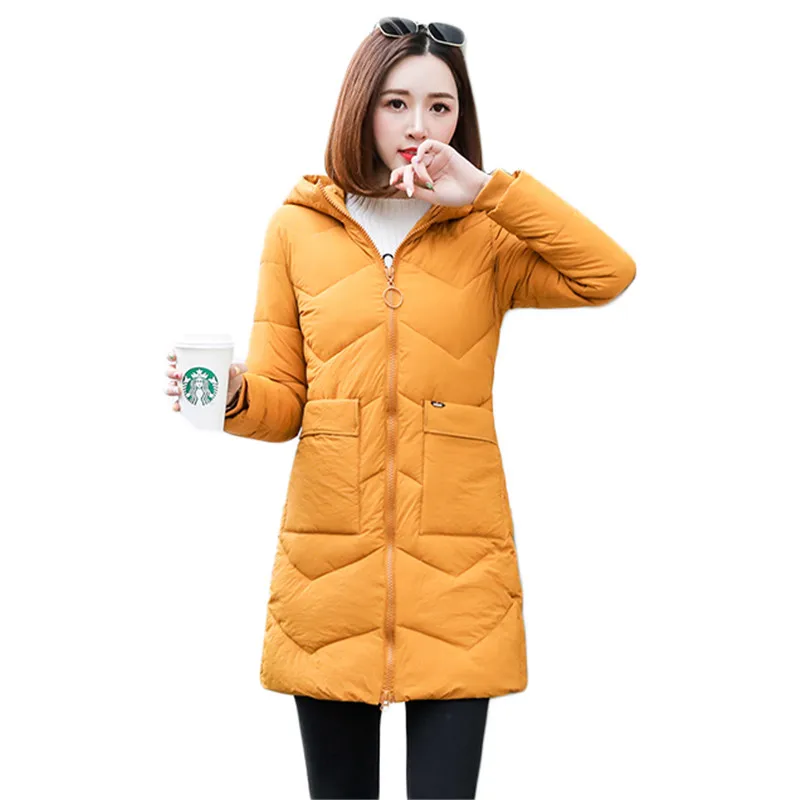 

Winter Coat Women Yellow Nice Pop Autumn Korean Slim Hooded Down Cotton Jackets Pink Long Sleeve Thick Warmth Hooded Tops LD1489