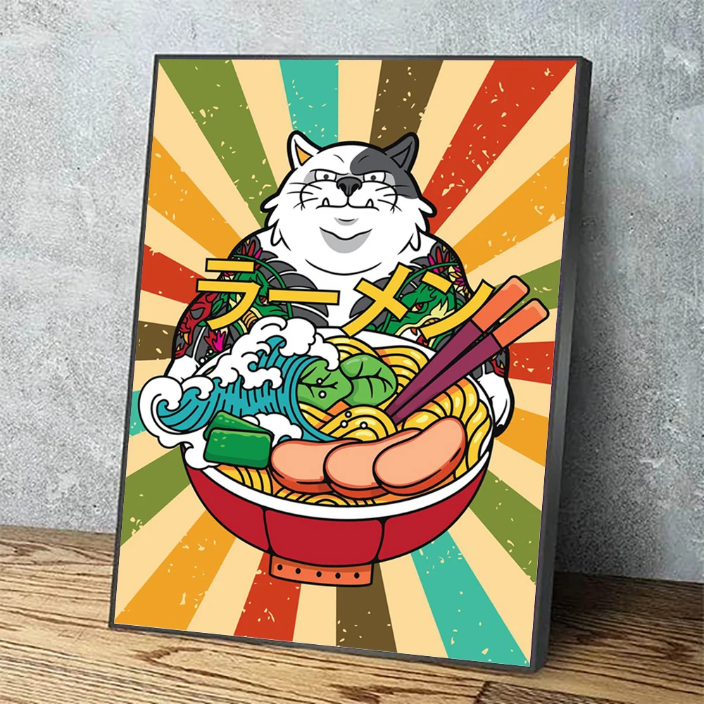 Wall Art Ramen Poster Modular Pictures HD Printed Cartoon Illustration Canvas Painting Home Decoration for Living Room No Frame