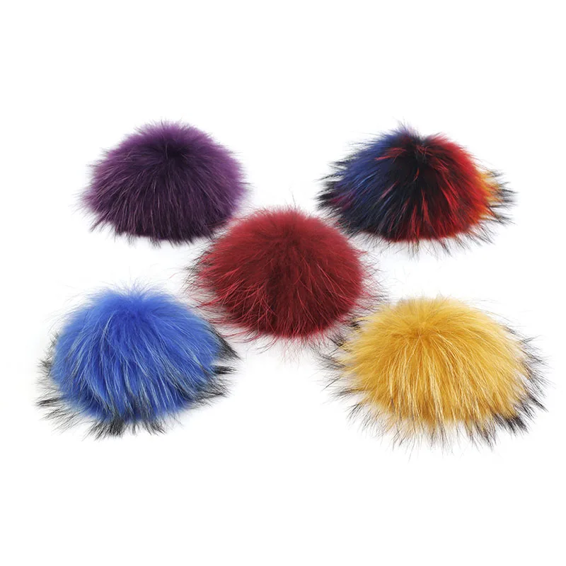 Geebro DIY 15cm Colorful Raccoon Fur pompoms Elegant Fur balls for knitted hat cap winter Beanies&Skullies Women reaFur pom poms