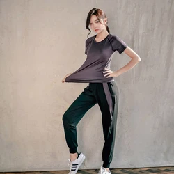Nu-June Women's Tracksuit Yoga Set Fitness Clothing Top Sportswear Gym Leggings Padded Push Up Strappy Sports Bra Sexy Sports