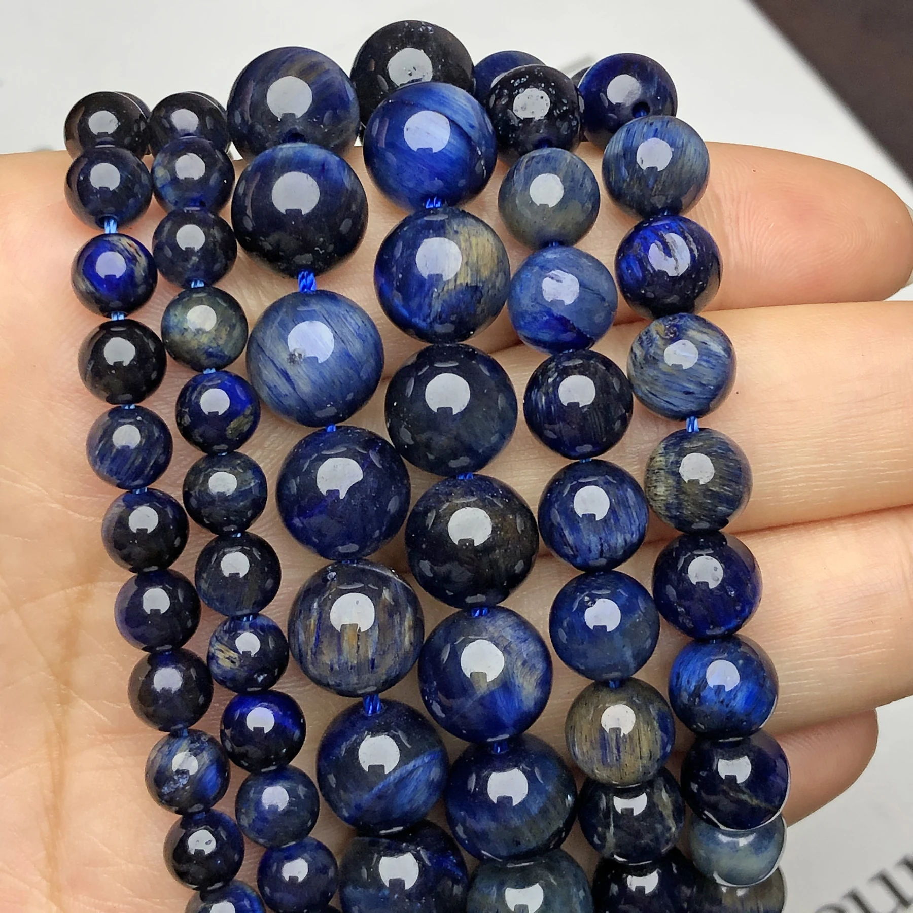 AAA+ Natural Stone Blue Kyanite Bicolor Tiger Eye Beads Round Loose Spacer Gem Beads For Jewelry Making DIY Necklace Bracelet