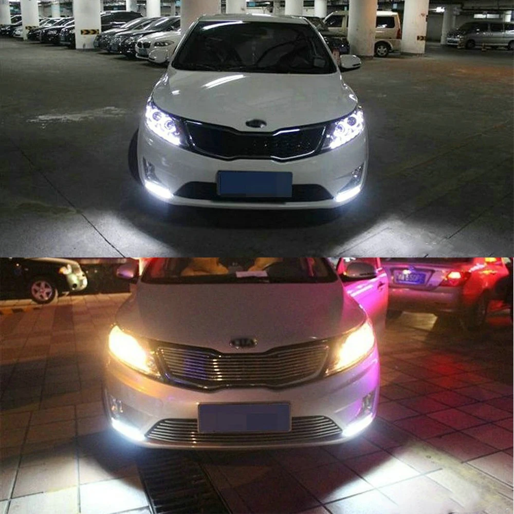 12v Led Drl And Turn Signal Headlight For Kia K2 New Rio Drl 2011-2014 Fog Daytime Running Lights Amber Yellow Daylight Parts