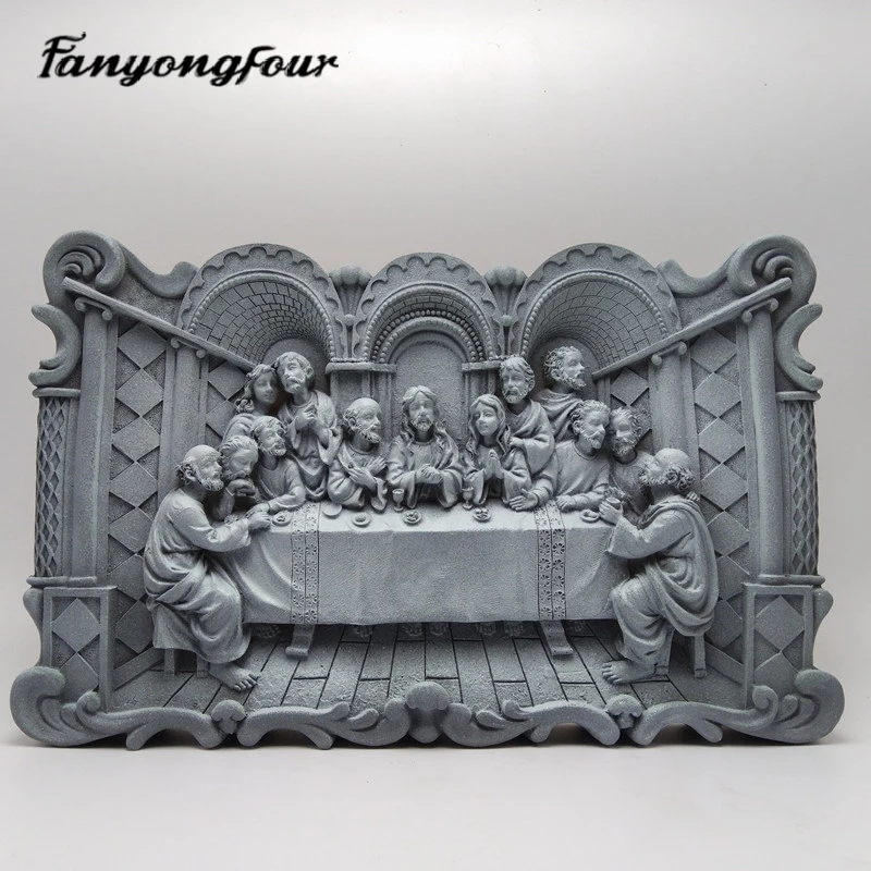 Last Supper Silicone Mold Fondant Cake Mold Resin Plaster Chocolate Candle Candy Mold Free Shipping