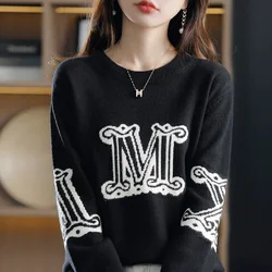 2021 Cashmere Nữ Áo Len Dệt Kim Cashmere Áo Len Chui Đầu Cổ Tròn Lỏng Lẻo Và Mềm Mại Nữ Áo Len Chui Đầu