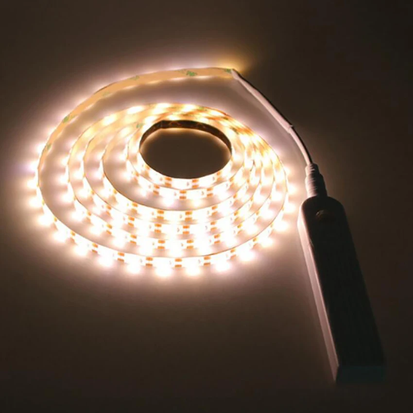 캐비닛 조명 아래 LED 모션 센서 옷장 램프 테이프 원격 컨트롤러 방수 60/120/180 LED 밤 스트립 빛