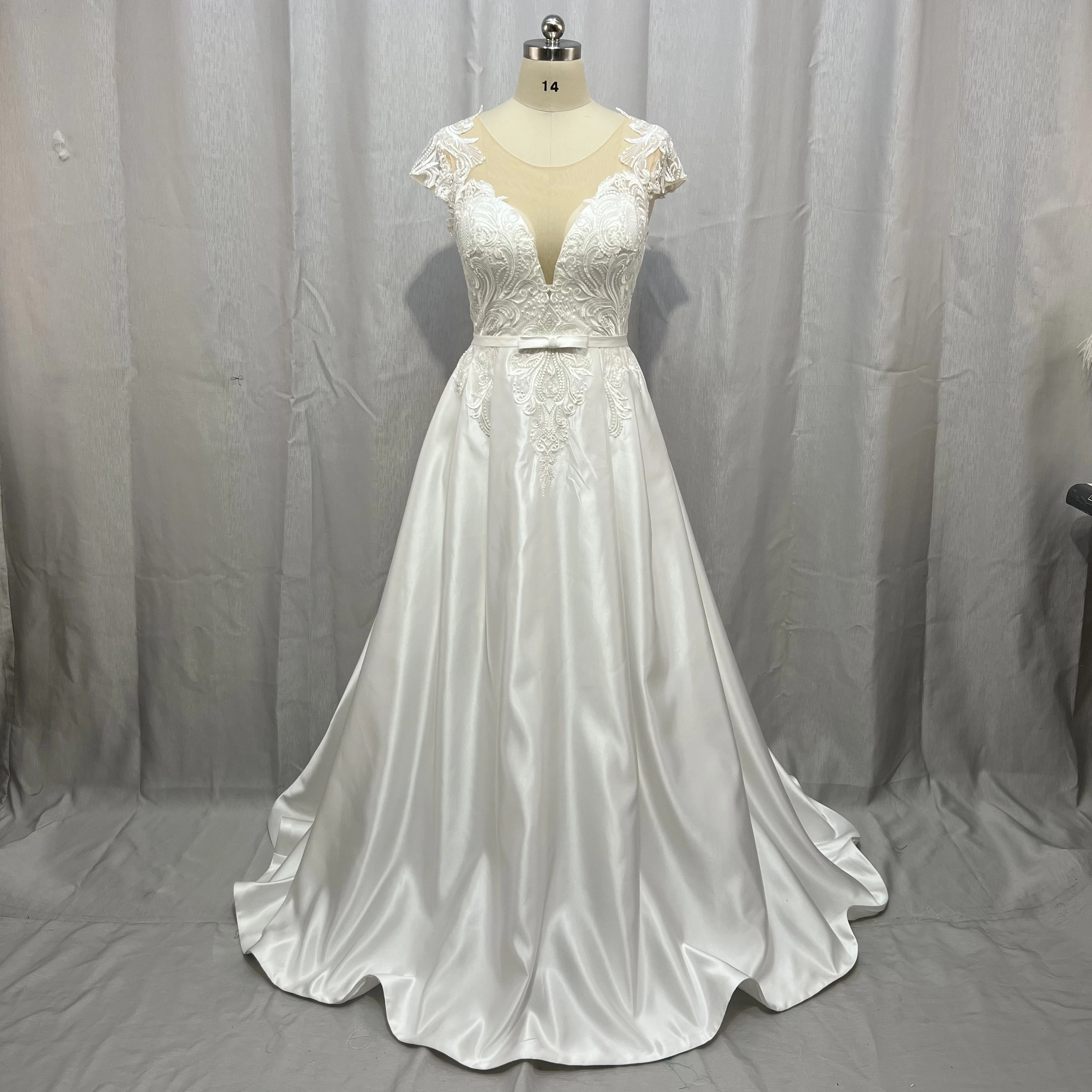 Ảnh Thật Giá Rẻ Váy Cưới Đầm Vestido De Noiva Appliqued Chữ A Satin Áo Dài Cô Dâu 2022 Càn Quét Tàu Plus Kích Thước Cô Dâu Đầm