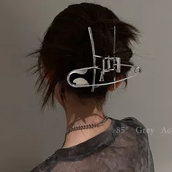 Large pin metal hairpin back head grabbing clip net celebrity niche new shark clip headdress hair accessories female summer