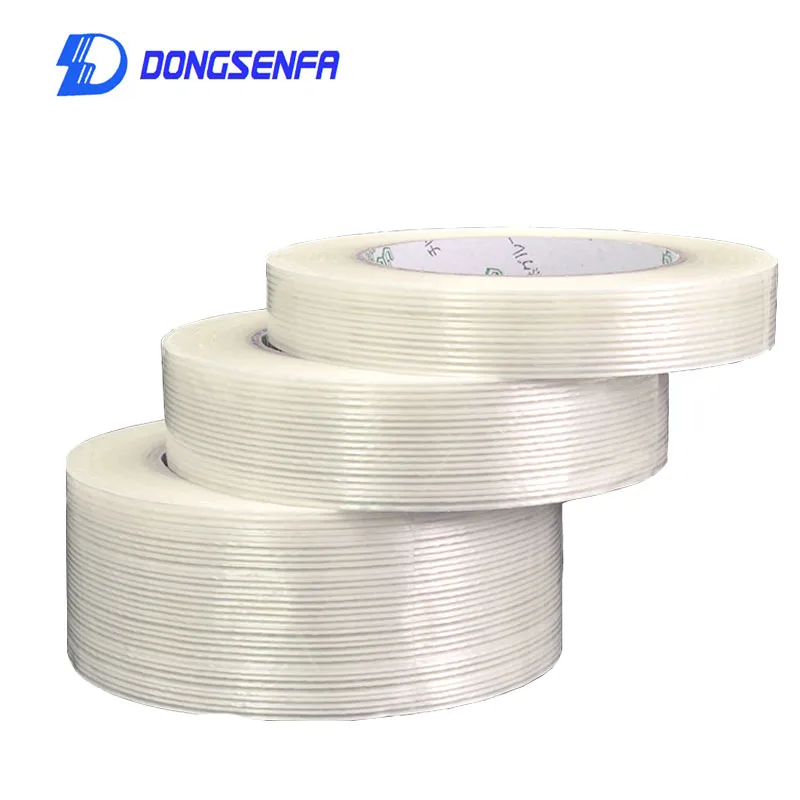 DONGSENFA 25M/Roll Transparent Glass Fiber Tape Transparent Striped Single Side Adhesive Tape Sticky For Fixing And Packing
