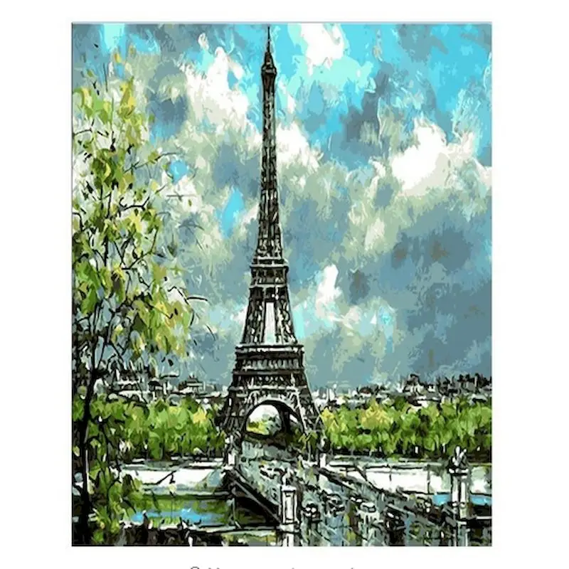 Paris Tower Acrylic Paint By Numbers For Adults DIY Craft Kits Oil Picture Drawing Coloring By Numbers Painting Decoration Art