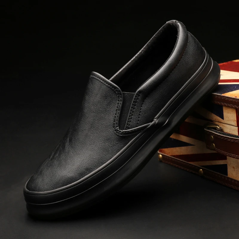 Men Casual Shoes Fashion Leather Men Loafers Moccasins Slip On Men\'s Flats Loafers Thick bottom Shoes A21-101