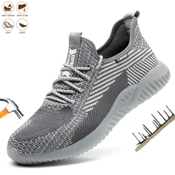 Men Work Safety Shoes Anti-Smashing Steel Toe Puncture Proof Boots Construction Lightweight Male Sneakers Men Women Air Light