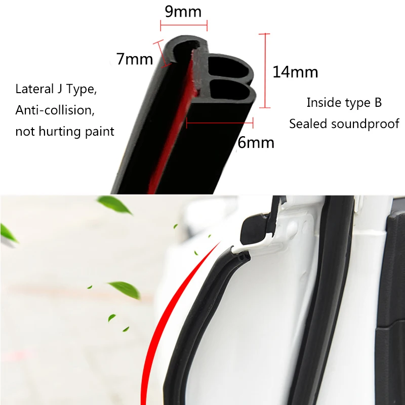 Car Door Seal Strips Weatherstrip Rubber Seal Car Stickers Sound Insulation Sealing Automobiles Interior Accessories