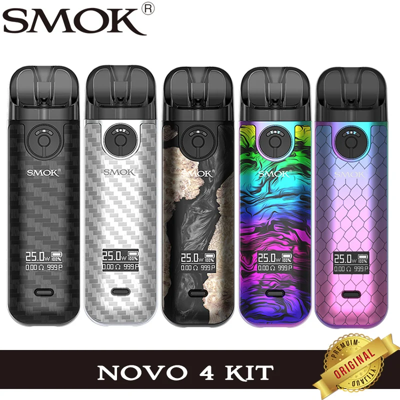 Original smok novo 4 pod kit 800mah bateria 25w vape 2ml novo4 pod cartucho apto lp1 bobina cigarro eletrônico vaporizador