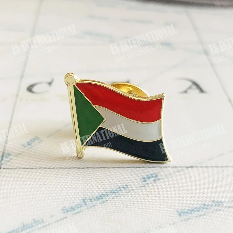 SUDAN National Flag Embroidery Patches Badge Shield And Square Shape Pin One Set On The Cloth Armband Backpack Decoration Gifts