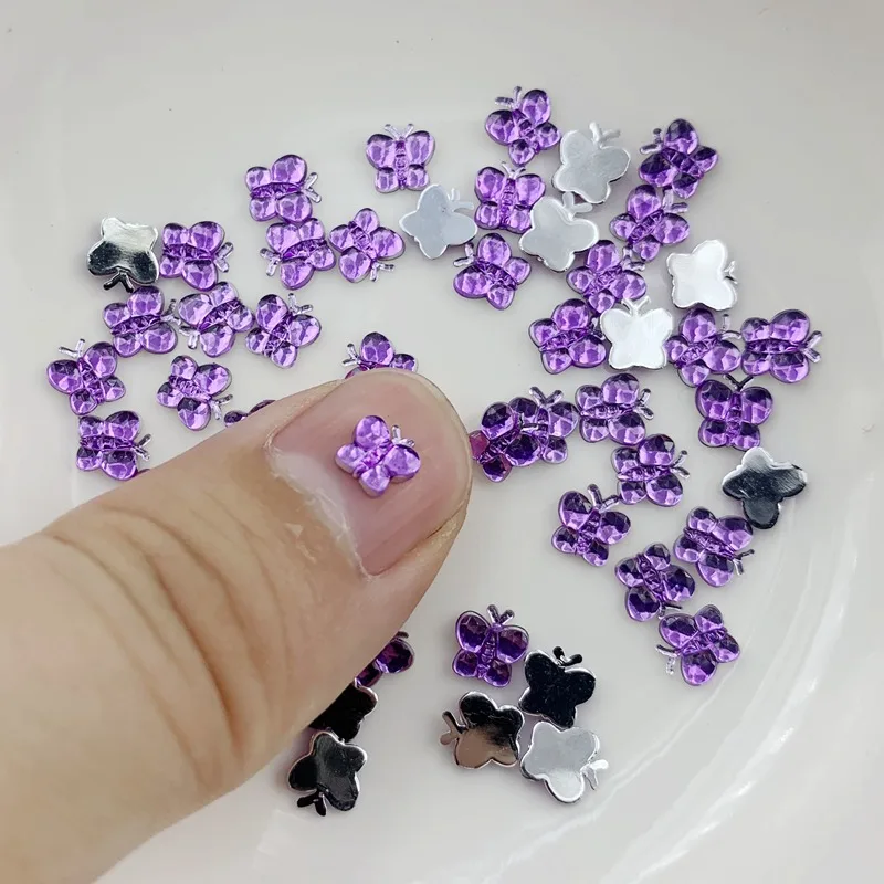 300pcs Butterfly Shape Crystal AB Flat Back Fancy Nail Art Crystal Rhinestones For Wedding Personality Design Beads