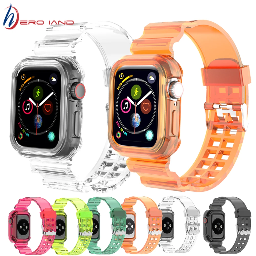 Newest Sport Strap for Apple Watch Band Series 6 1 2 3 4 5 silicone Transparent for Iwatch 5 4 Strap 38mm 40mm 42mm 44mm wirst