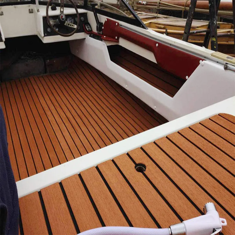 4 Sizes Self-Adhesive EVA Foam Decking Sheet Faux Teak Synthetic Boat Marine Flooring Brown Gray Black Striped Sheets