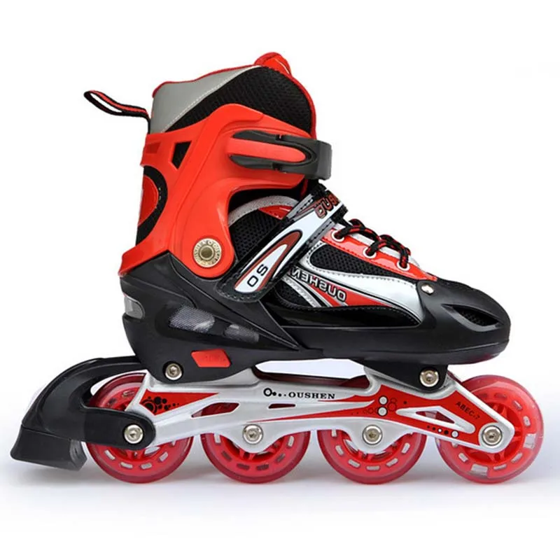 Adjustable Size Inline Skates Shoes For Kids Boy Girl PU Flashing 4 Wheels Roller Skates Children Roller Skating Sneakers Boots