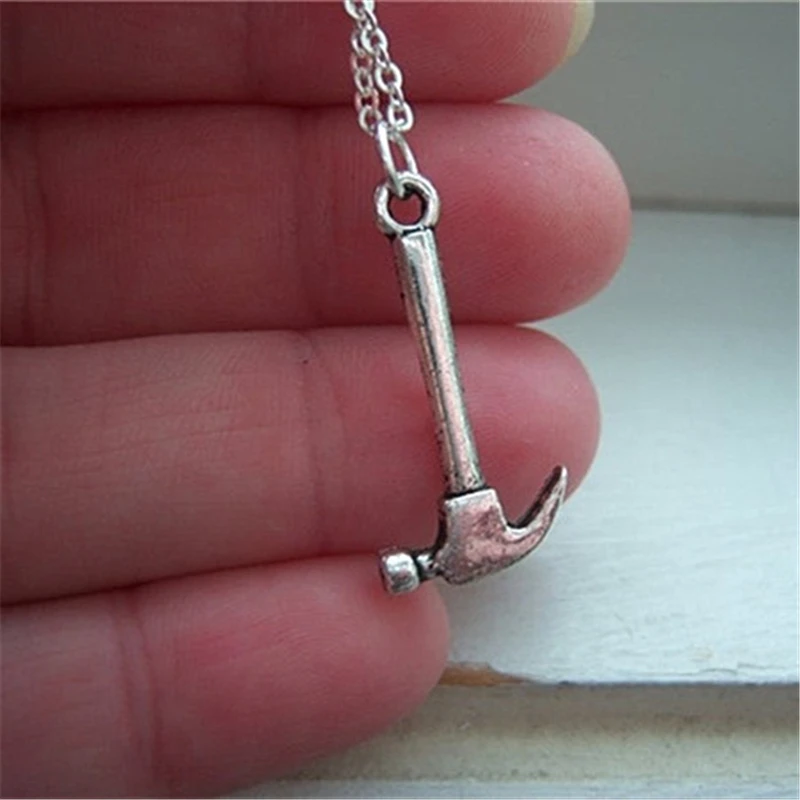 Hammer Necklace Tool Necklace Silver Color Hammer Necklace Tool Jewelry