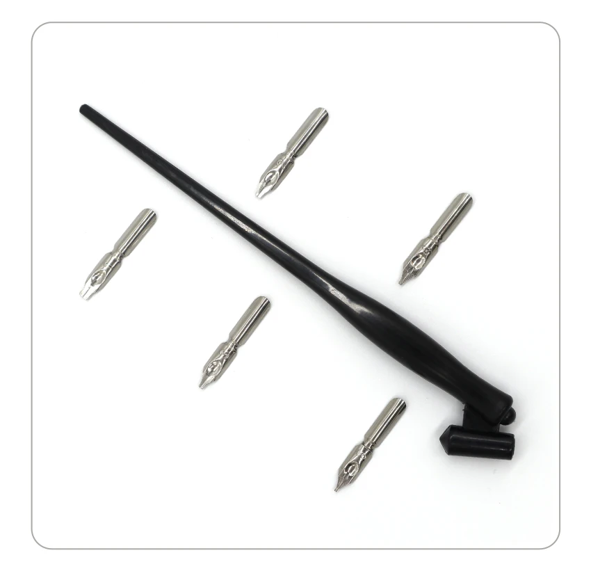 Neue Ankunft Dip Stift Manga Kalligraphie Dip Stift Halter + 6 Schreibfedern für Schriftzug Skizzieren Zeichnung Kit Brunnen Stift Schreibwaren liefert – Detail 5