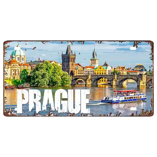 Prague Travel City Car Lisence Vintage Poster Souvenir Metal Sign Retro Plaque For Wall Shop Bar Home Decor 30X15CM  DC-0958A - Image 26