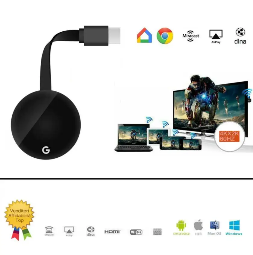 Chromecast جوجل اللاسلكية واي فاي ميراسكرين HDMI-متوافق HD عرض دونغل وسائل الإعلام تدفق الفيديو التلفزيون المنزل الذكي ل ios/أندرويد