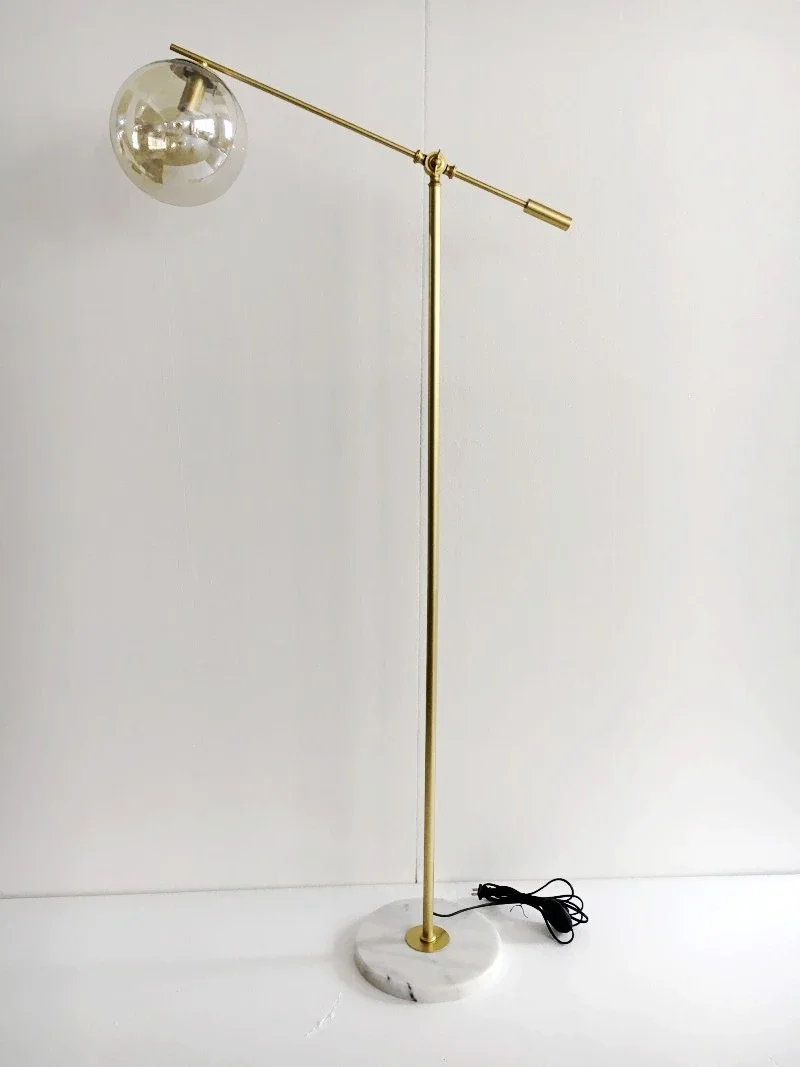 Nordic  Marble Base Glass Floor Lamp Modern E27 Frosted Glass  Standing Simple Corner Standing Lamp Corner Light Reading Light