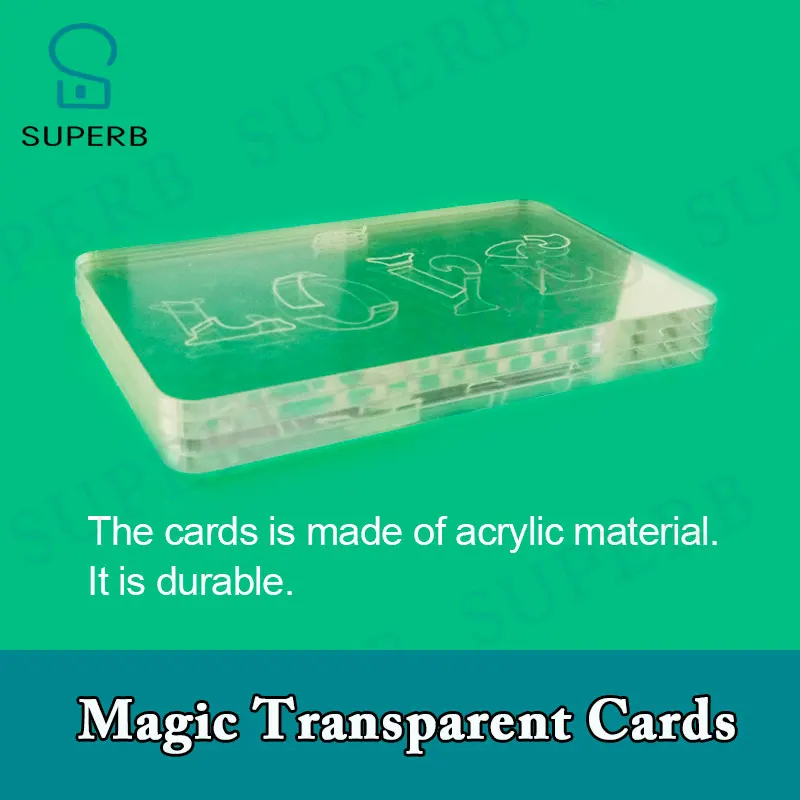 Superb escape room props Magic Transparent 4 card and pile cards up to get password Acrylic Magic card 1987 plastic clear sheet