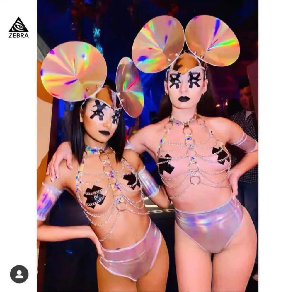 

Christmas Mickey Head Sexy laser Costume Nightclub bar go stage show dance gogo cothing