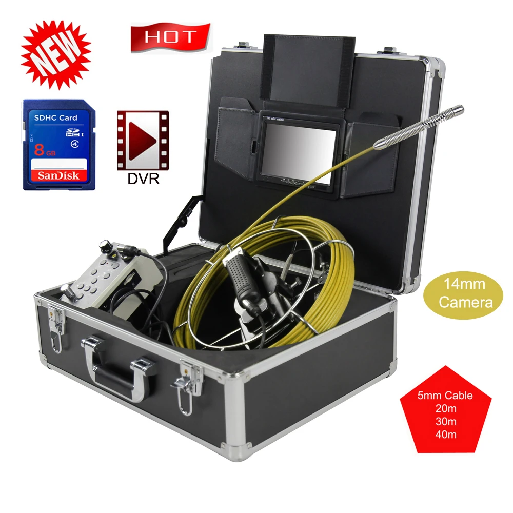 

14mm Sonde Pipe Sewer Drain Inspection Camera Endoscope Borescope 7CLD DVR