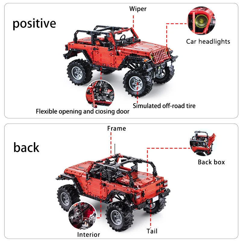 Cada 1941PCS RC 2.4G City Off Road Car Building Blocks Battery Motor Vehicle Bricks Toys for Kids Gift