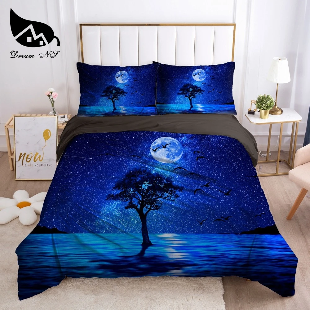 Imagem -06 - Sonho Ns-vista Noturna do Mar Conjunto de Cama Luar Home Textiles Grupo King And Queen Bedclothes Capa de Edredão Roupa de Cama