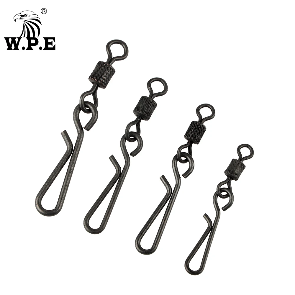 

W.P.E 30pcs/set Fishing Swivel 1#-4# Interlock Pin Snap Fishing Connector Rolling Swivel Fishhook Fishing Accessories Tackle