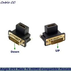 90 Degree  Angle DVI Male To HDMI-Compatible Female Adapter, Used For Computer, HDTV. TV Industrial Machine And Graphics Card