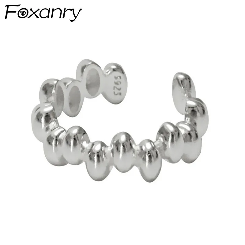 Foxanry Silver Color Couples Rings New Trend Elegant Creative Glossy Little Golden Beans Jewelry Birthday Gifts Wholesale