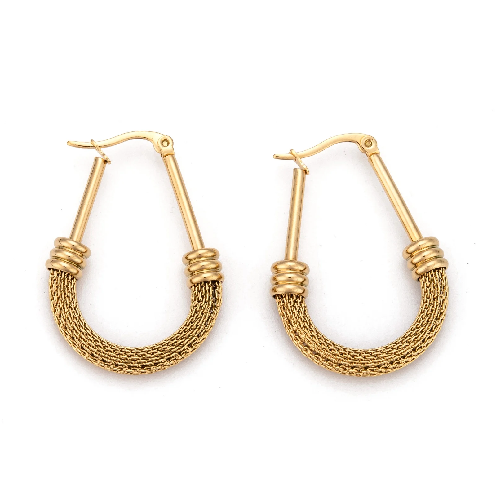 6 Pairs Stainless Steel Wire Mesh Hoop Earrings Gold Plated Fashion Round Earring For Women Party Wedding Jewelry Gift Wholesale