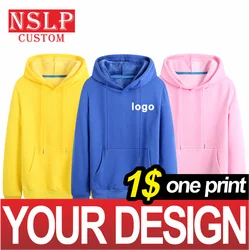 Nslp-blusa quente com capuz para homens e mulheres, casal clássico, bordado, personalizado, outono e inverno, faça você mesmo, roupa personalizada