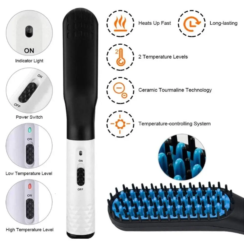 3 In 1 Pelurus Rambut Multifungsi Sisir Rambut Sikat Pelurus Jenggot Sisir Pelurus Pengeriting Rambut Penata Rambut Cepat