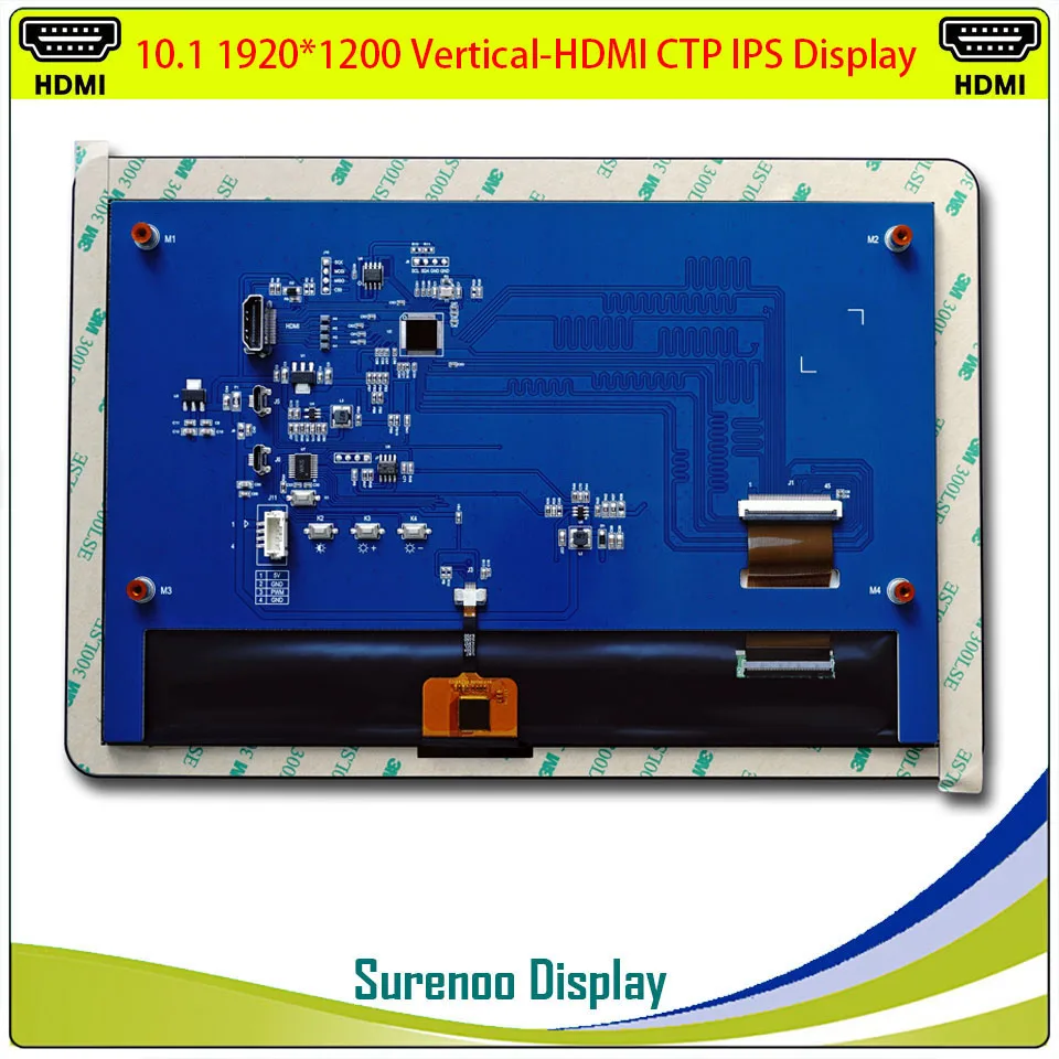 10.1" inch 1920*1200 IPS Vertical HDMI-Compatible LCD Module Monitor Display Screen USB Capacitive Touch Panel for RaspBerry Pi