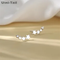 Uini-Tail Hot Selling New 925 Tibetan silver Meteor Shower Earrings Sweet Simple Temperament Dynamic High Quality Star Earrings